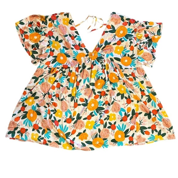 Entro Satin Flowy Floral Babydoll Feel Pick Me Up Top 2X - Picture 3 of 8
